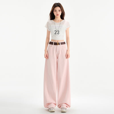 Cherry Blossom Wide Leg Draping Mop Jeans
