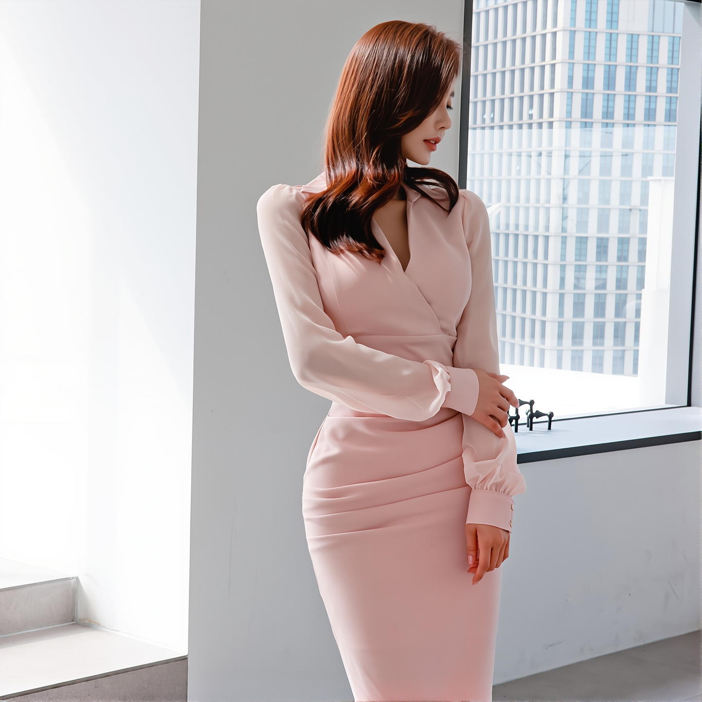 Cross-border Socialite Dress 2023 Spring New Fashion Temperament Slim V-neck Base Pencil Skirt A Generation Of Hair