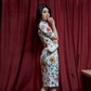 Korean Puff Sleeve Dress - V Neck Slim Fit Printed Midi For Women