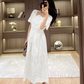 New Waist Fashion Short Sleeve Women's Large Swing Skirt