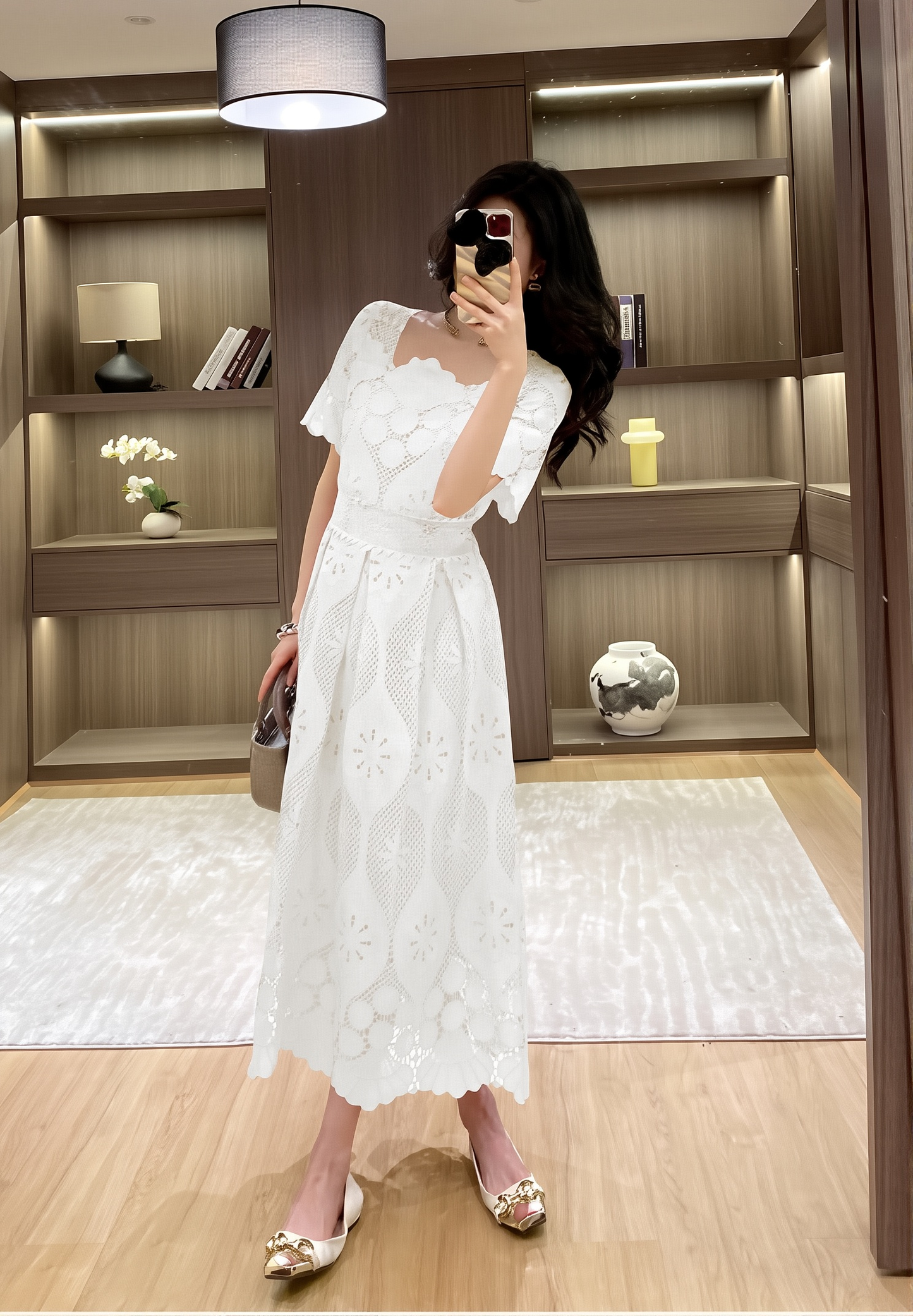 New Waist Fashion Short Sleeve Women's Large Swing Skirt
