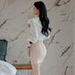 Cross-Border Set 2025 Autumn New Style Socialite Fashion V-Neck Long-Sleeve Top + High-Waisted Pencil Skirt Two-Piece Set