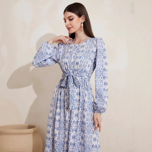 فستان نسائي كاجوال بطبعة فرنسية