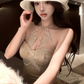 Sexy Hot Girl Lace Splicing Slim Slim Halterneck Dress 2025 Autumn And Winter New Off-shoulder Short Hip-covering Skirt