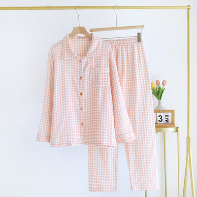 Floral Lapel Sweet Home Wear Pajamas Suit Cotton