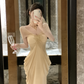 New French Light Luxury Celebrity High-end One-shoulder Two-piece Mesh Long Noble Dress