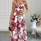 Sexy V-neck Strap Vest Loose Wide Leg Pants