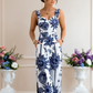 Sexy V-neck Strap Vest Loose Wide Leg Pants